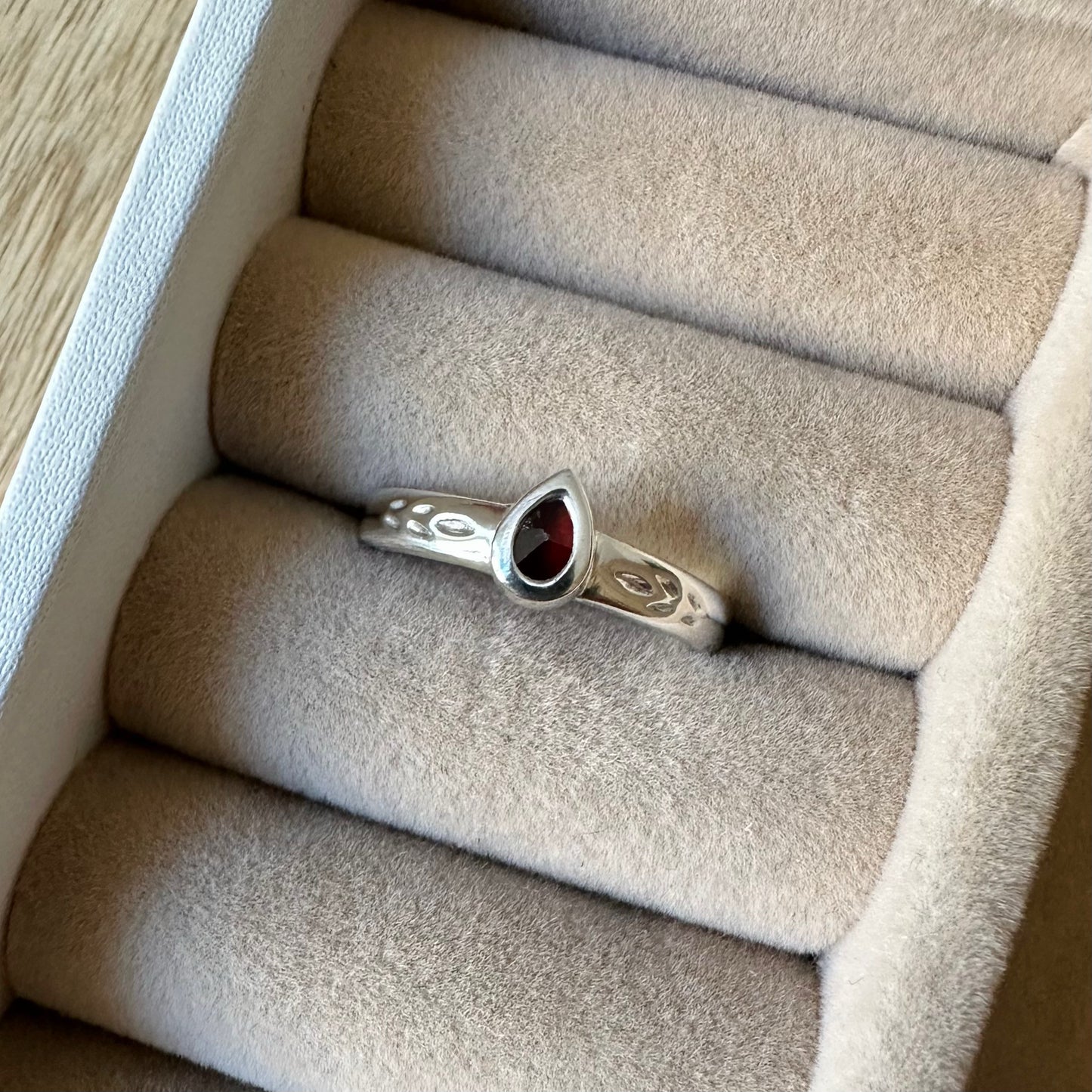 Silver Clay Garnet Ring