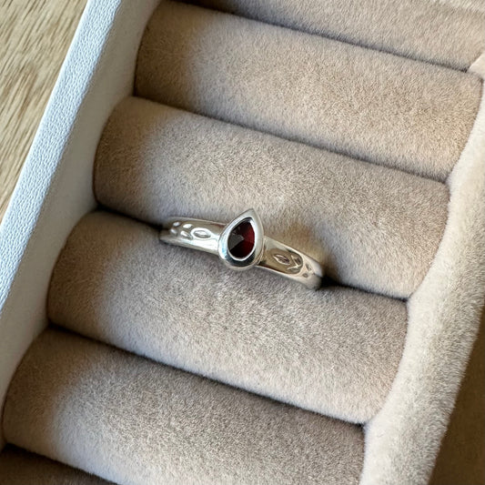 Silver Clay Garnet Ring